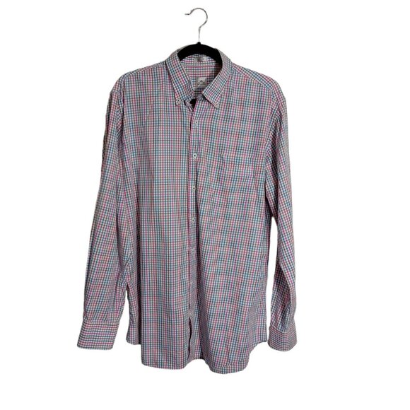 Peter‎ Millar Long Sleeve Plaid Button Frort Shirt Size Large Cotton - Picture 1 of 5